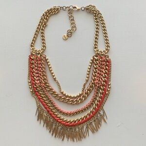 Stella & Dot Gold and Coral Multi-Strand Statement Necklace